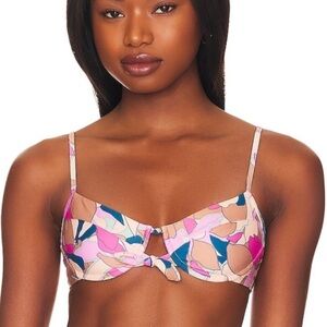 NWT L*Space Econyl Rose Bikini Top Sundazed Floral Pattern Women's Size Medium